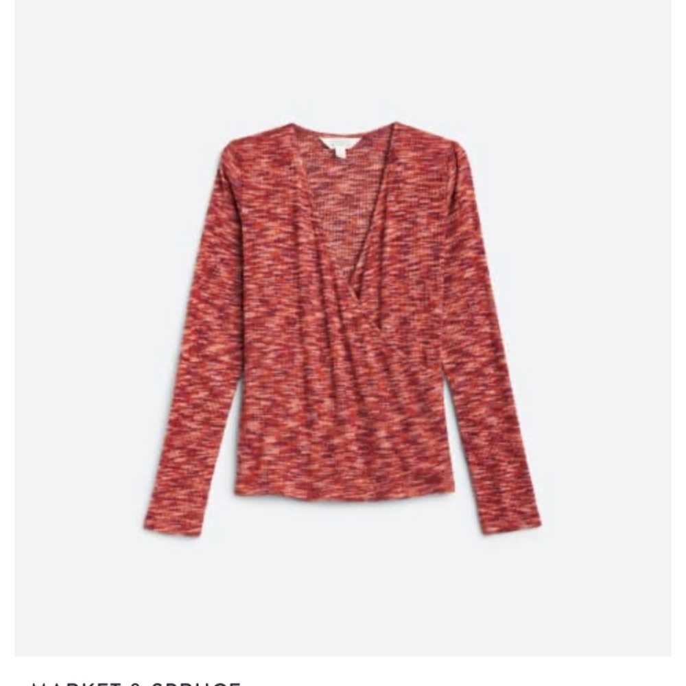 Market & Spruce Demi Cozy Rib Wrap Top size Large. Burnt Orange